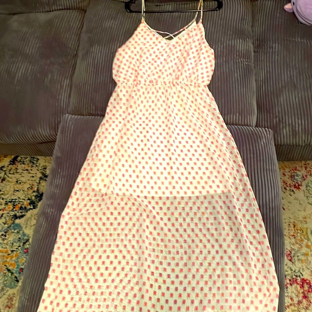 Sienna Sky Large Cream w/Pink Green Yellow Design Maxi dress